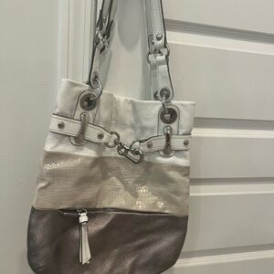 Elegant White and Brown Women's Bag